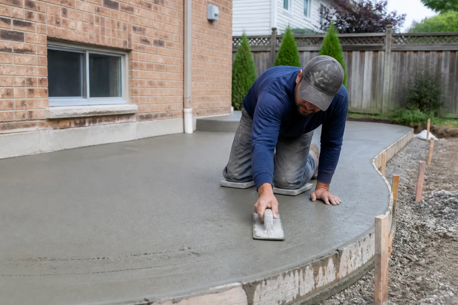Concrete patio finishing work
