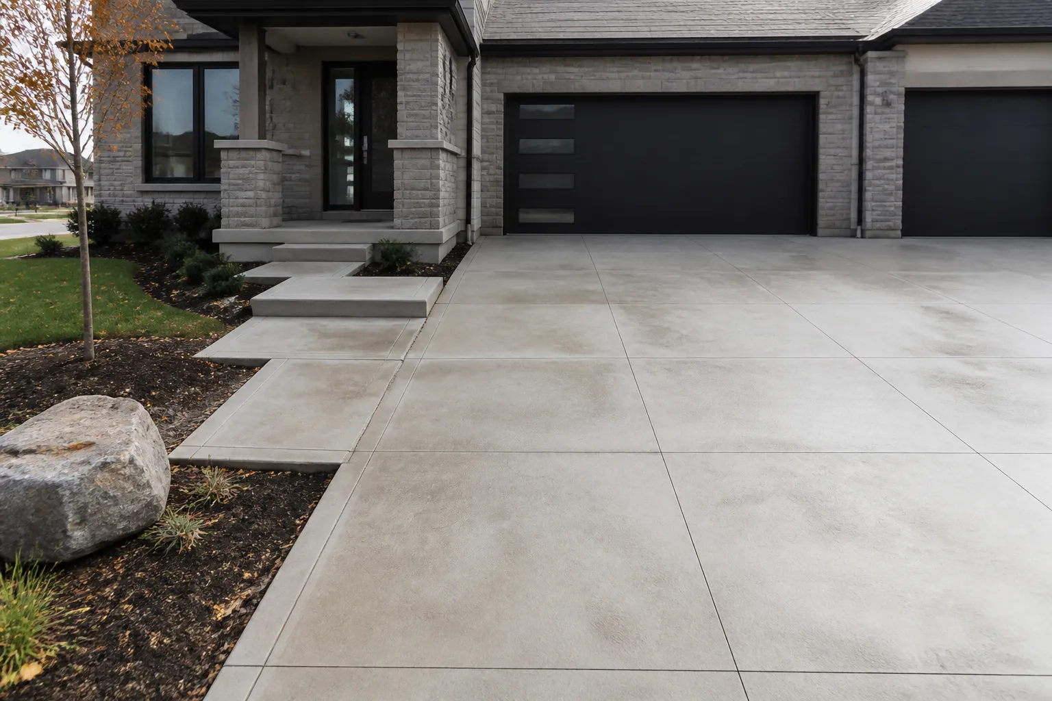 Finished concrete driveway